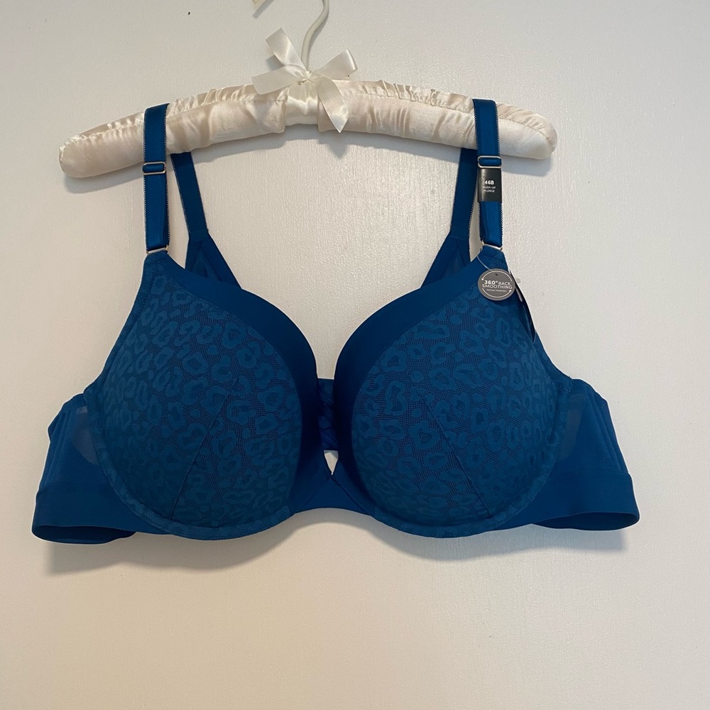 Elegant Blue Leopard Print Bra